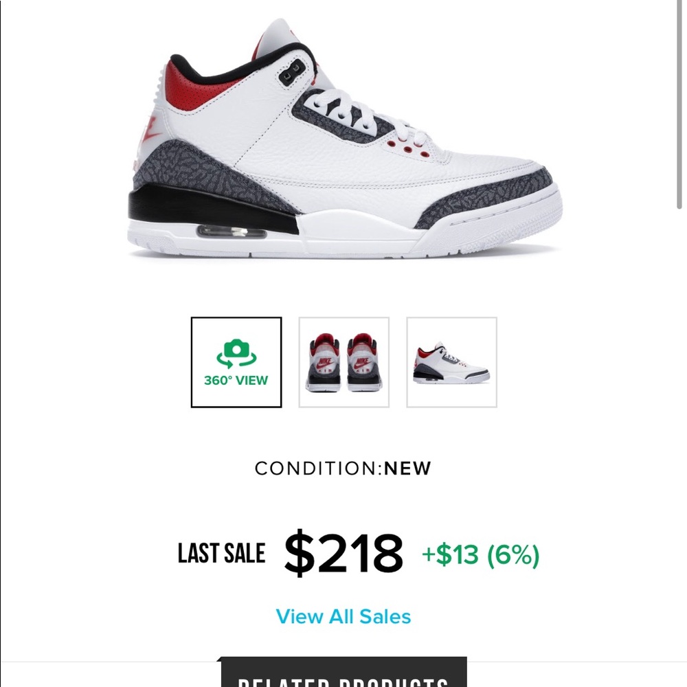 SZ9.5)Air Jordan3 retro SE fire red denim/250$